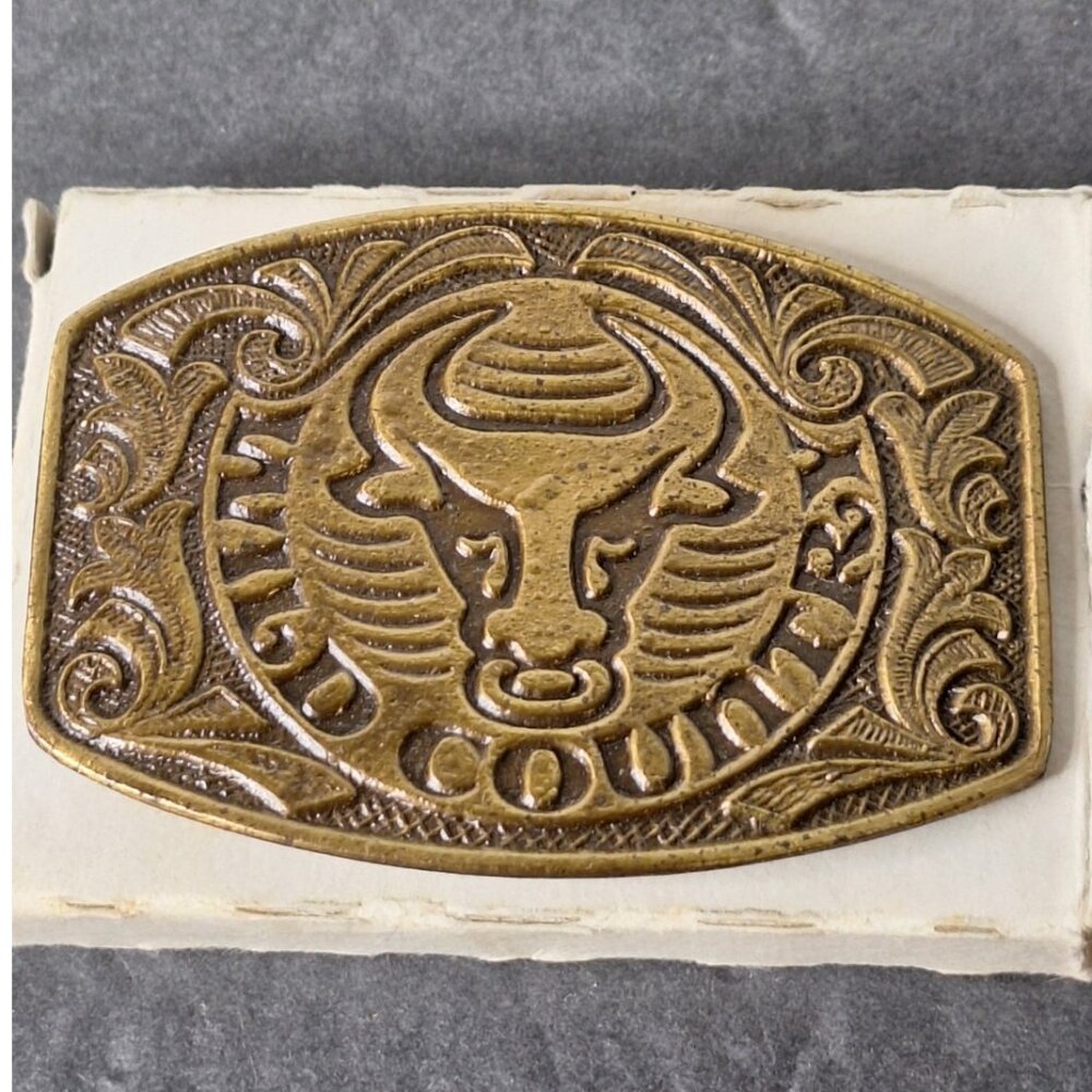 Vintage Wild country Brass Belt Buckle - Picture 1 of 5